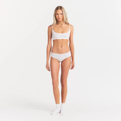 LIGHTWEIGHT COTTON POINTELLE LACE BRIEF | SNOW