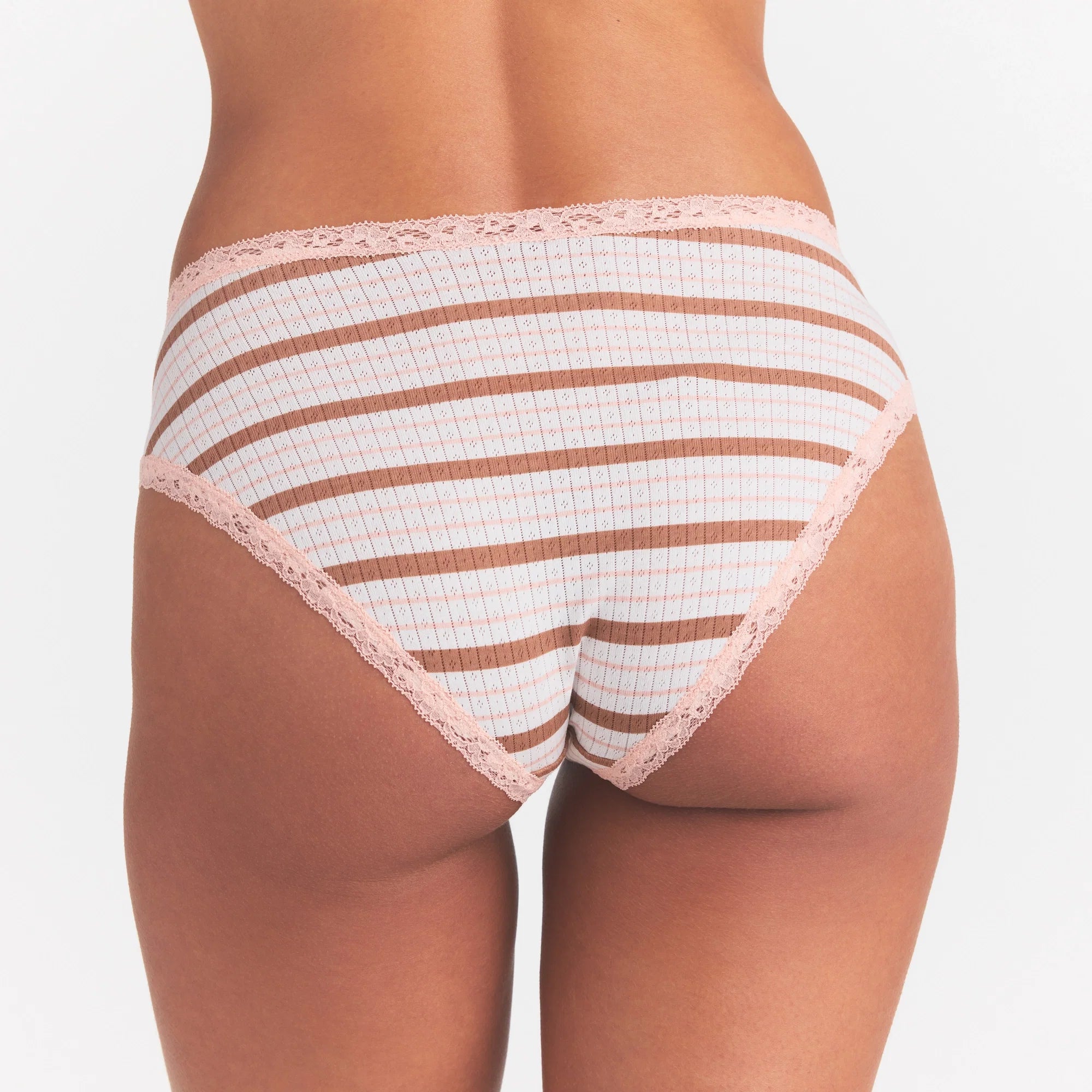 LIGHTWEIGHT COTTON POINTELLE LACE BRIEF | VILLA EGRET RUNWAY STRIPE