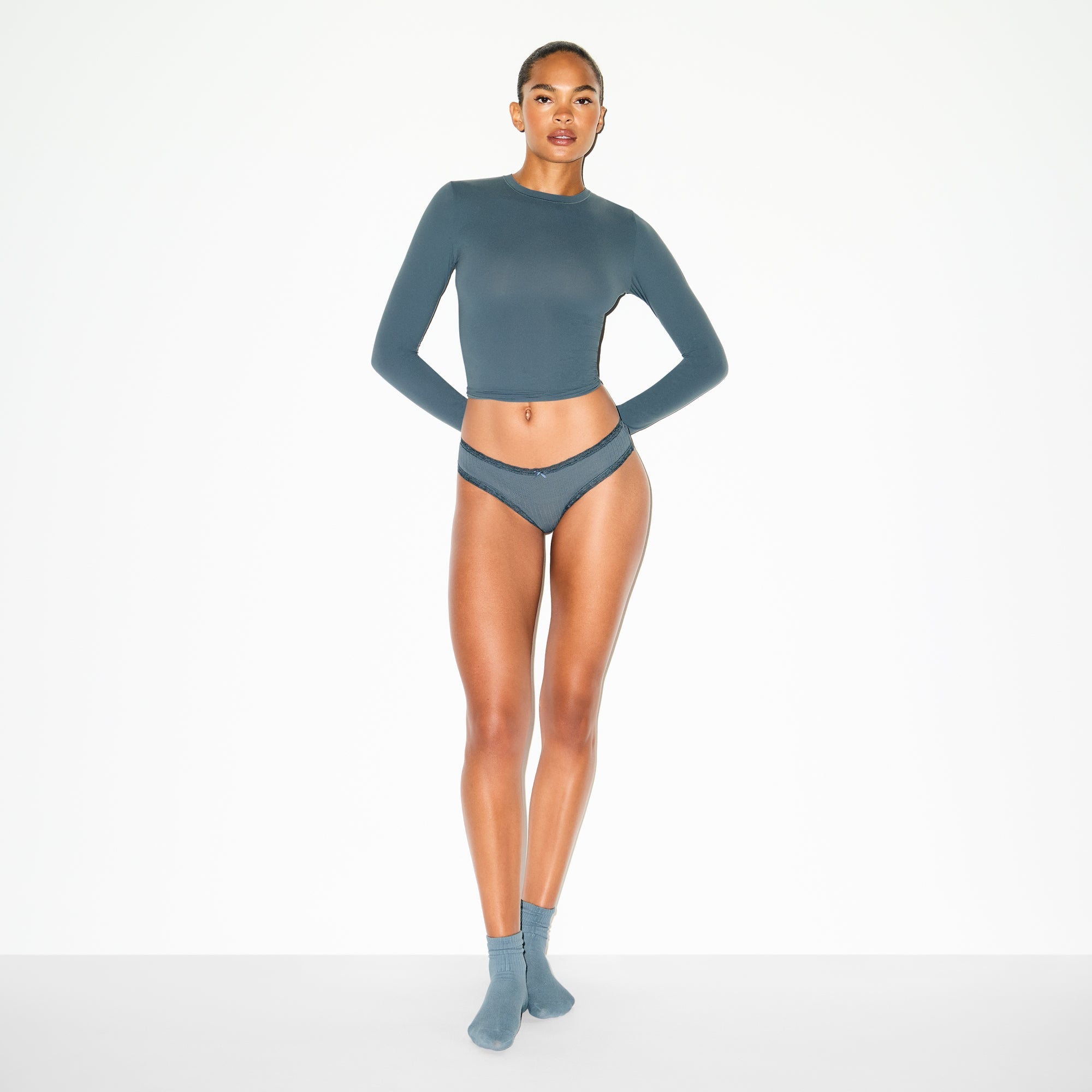 LIGHTWEIGHT COTTON POINTELLE LACE BRIEF | ZIRCON TONAL