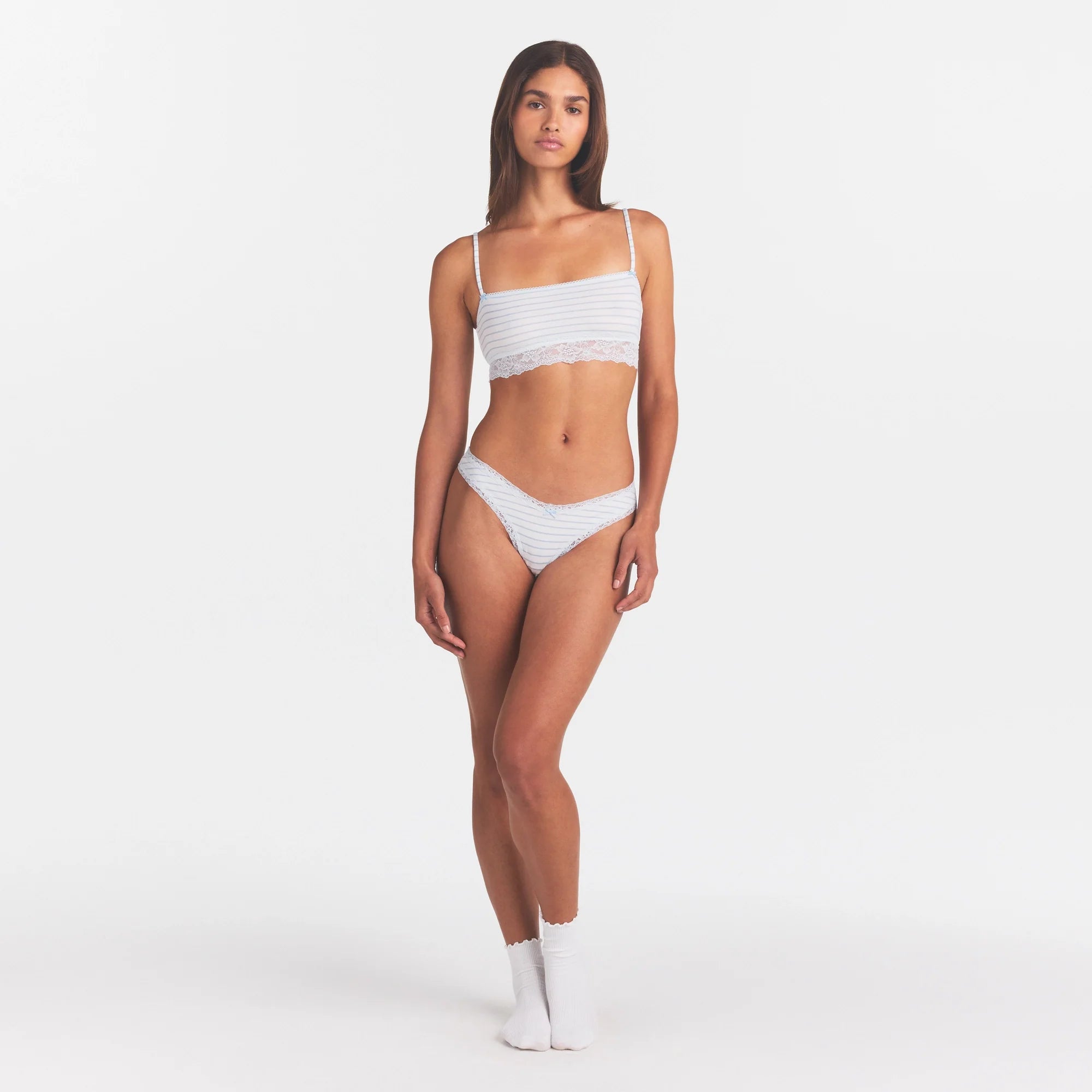 LIGHTWEIGHT COTTON STRAIGHT NECK BRALETTE | AIRSPACE LAGUNA STRIPE