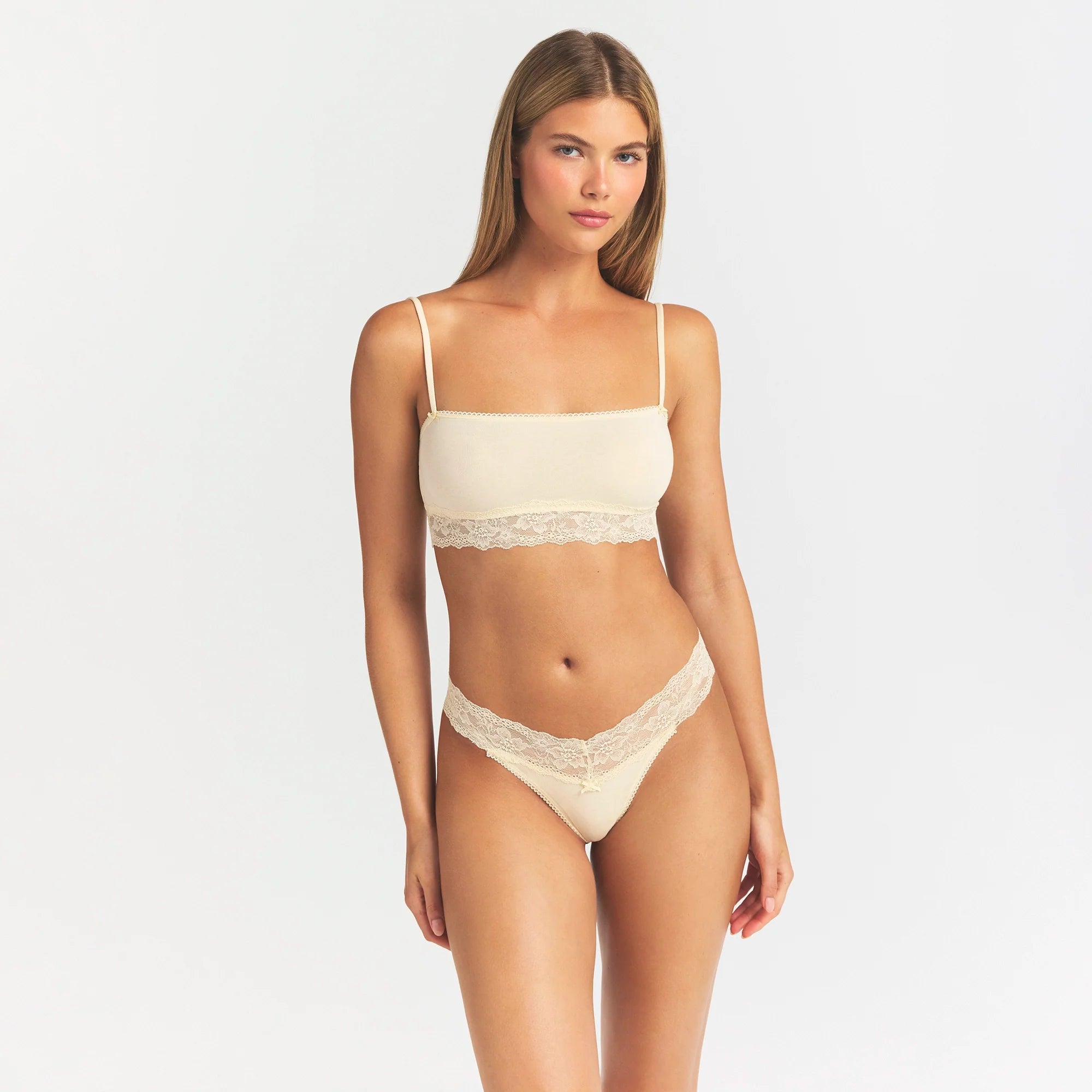 LIGHTWEIGHT COTTON STRAIGHT NECK BRALETTE | BUTTER TONAL