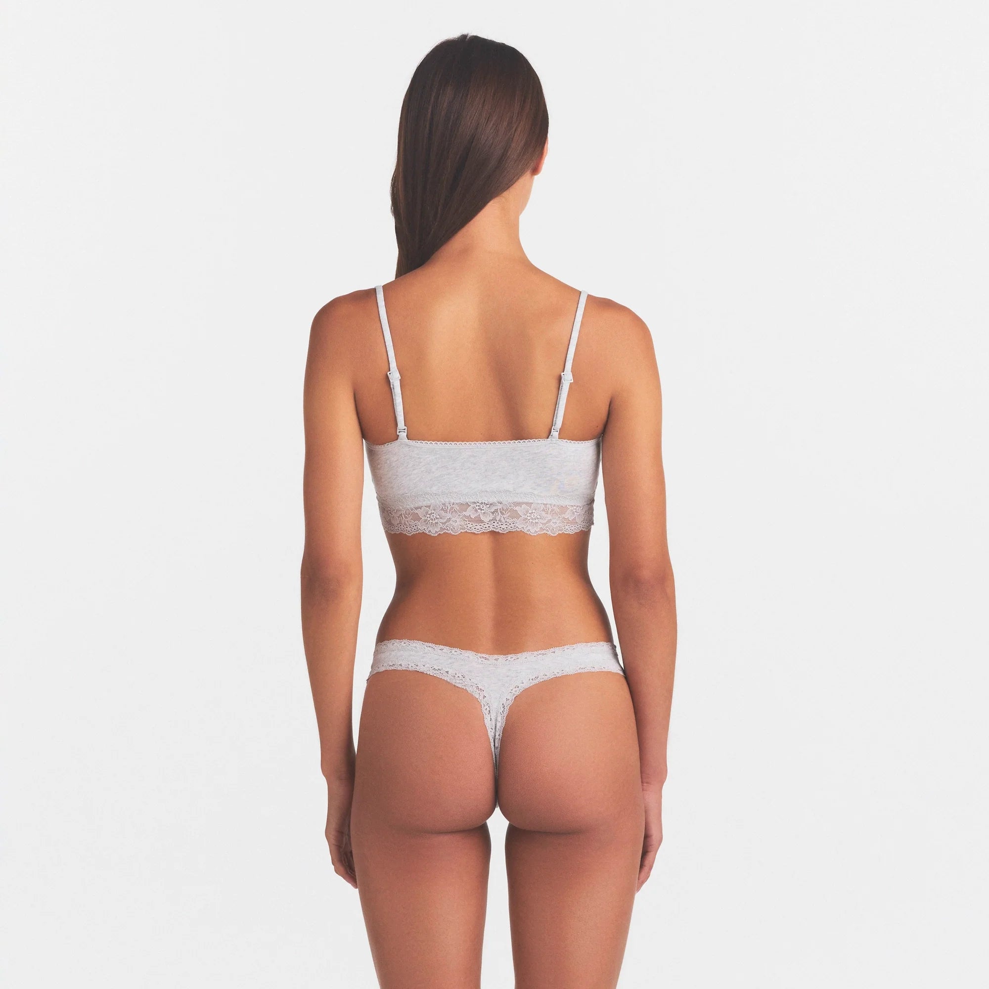LIGHTWEIGHT COTTON STRAIGHT NECK BRALETTE | LIGHT HEATHER GREY