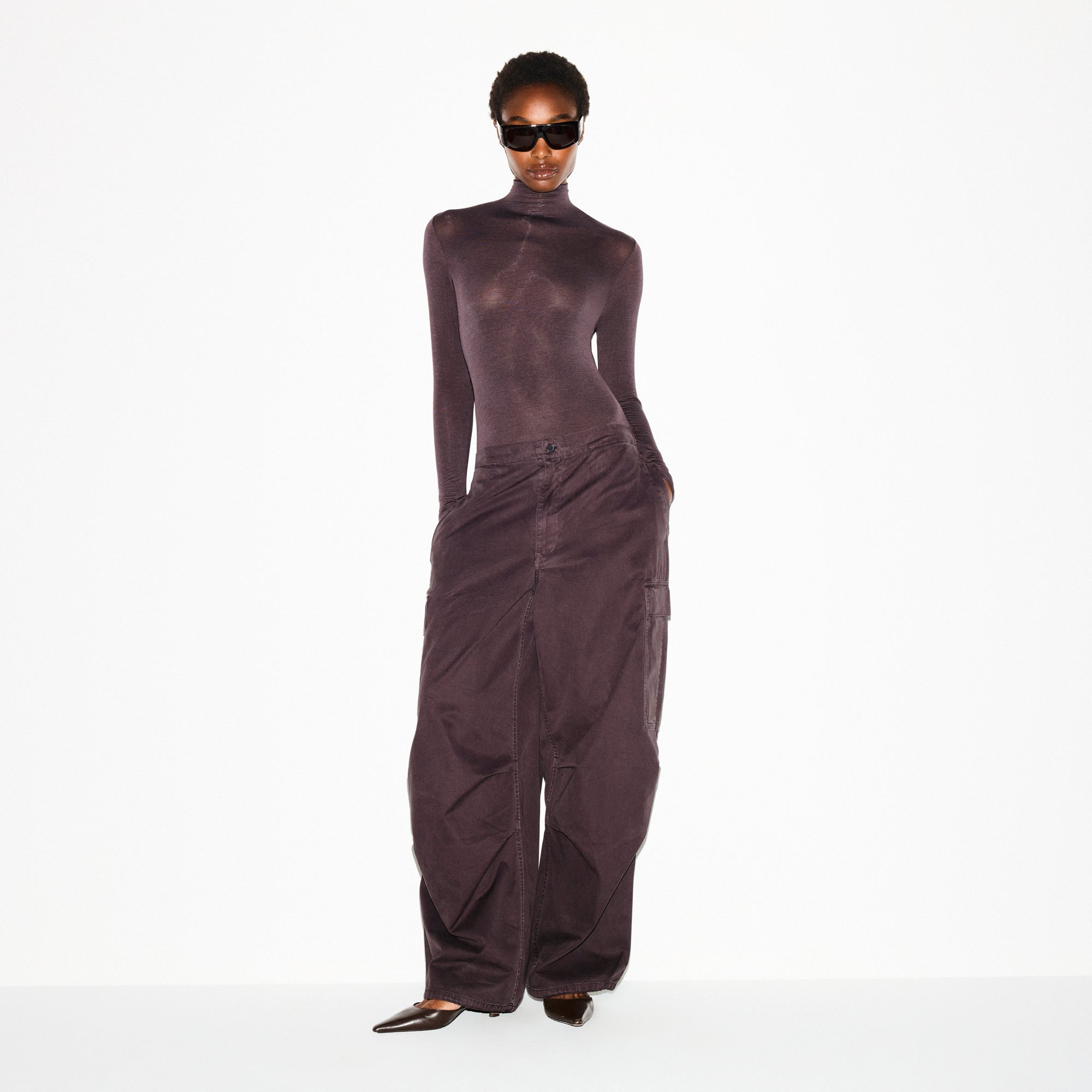 SHEER MODAL LONG SLEEVE TURTLENECK BODYSUIT | PHOENIX