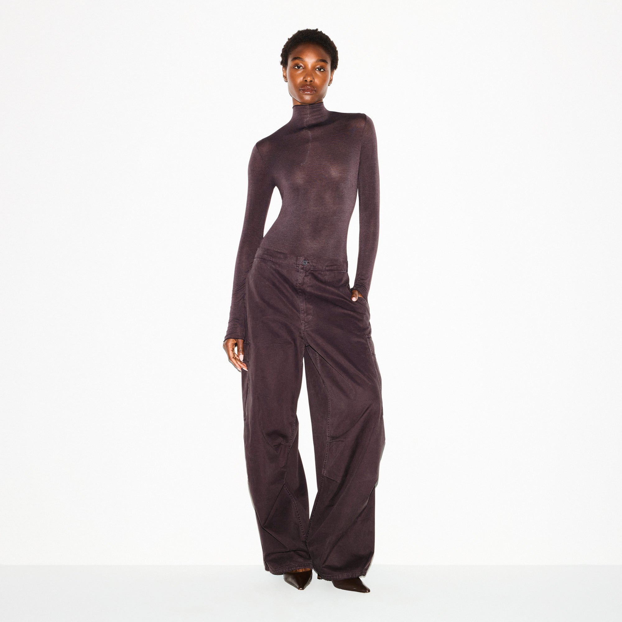 SHEER MODAL LONG SLEEVE TURTLENECK BODYSUIT | PHOENIX