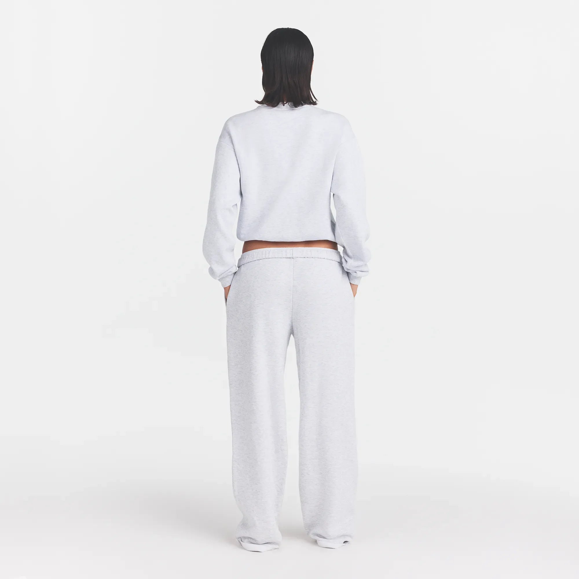 COTTON FLEECE LOGO CLASSIC STRAIGHT LEG PANT | LIGHT HEATHER GREY WITH ONYX LOGO