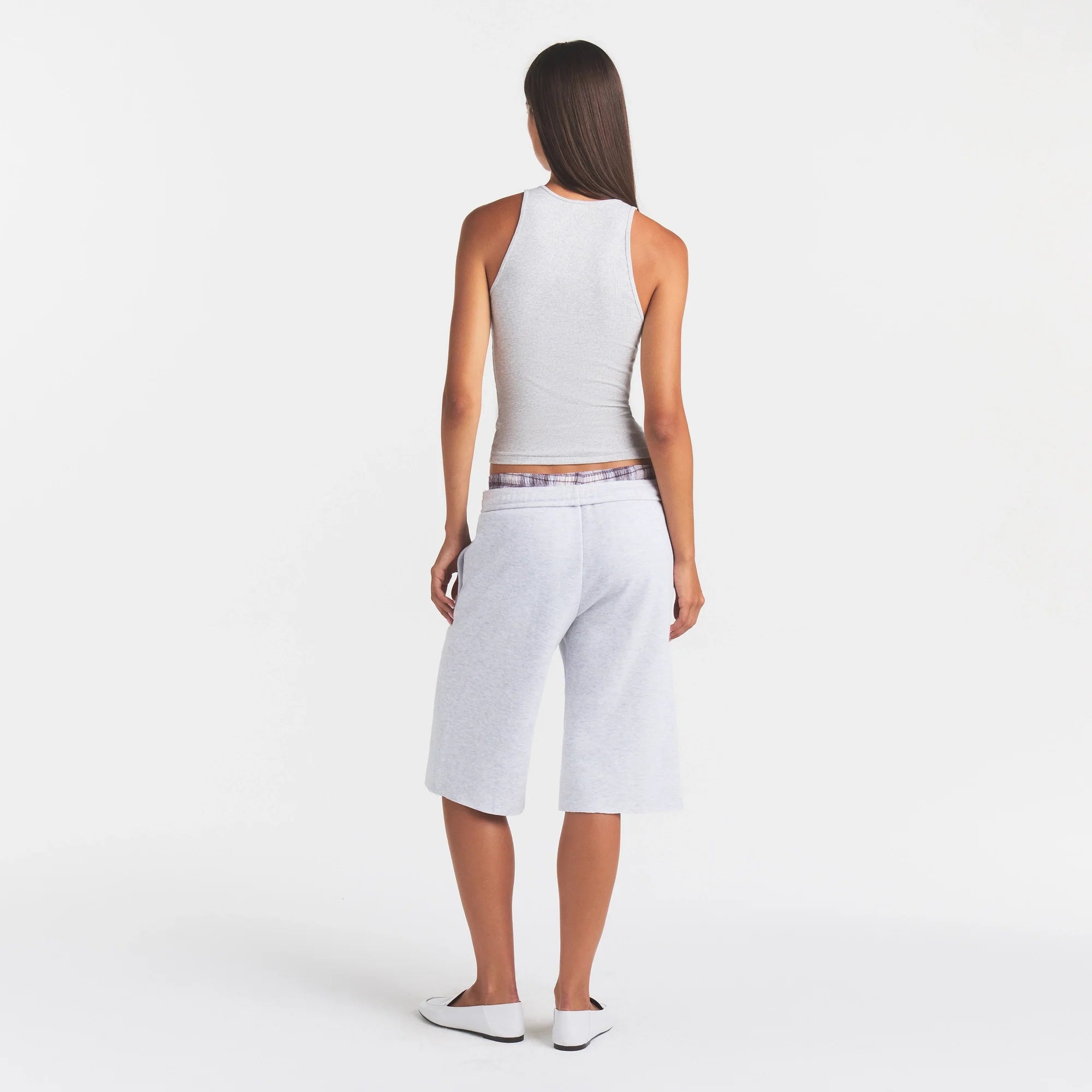COTTON FLEECE LONG SHORT | LIGHT HEATHER GREY