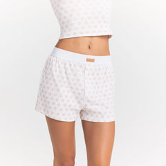 COTTON RIB LOOSE BOXER | OCHRE HORSESHOE PRINT