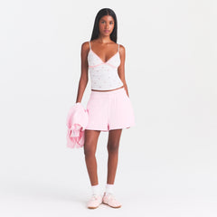 COTTON FLEECE DOUBLE WAISTBAND SHORT | CHERRY BLOSSOM