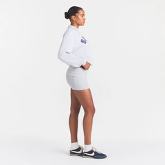 COTTON RIB FOLDOVER MINI SKIRT | LIGHT HEATHER GREY