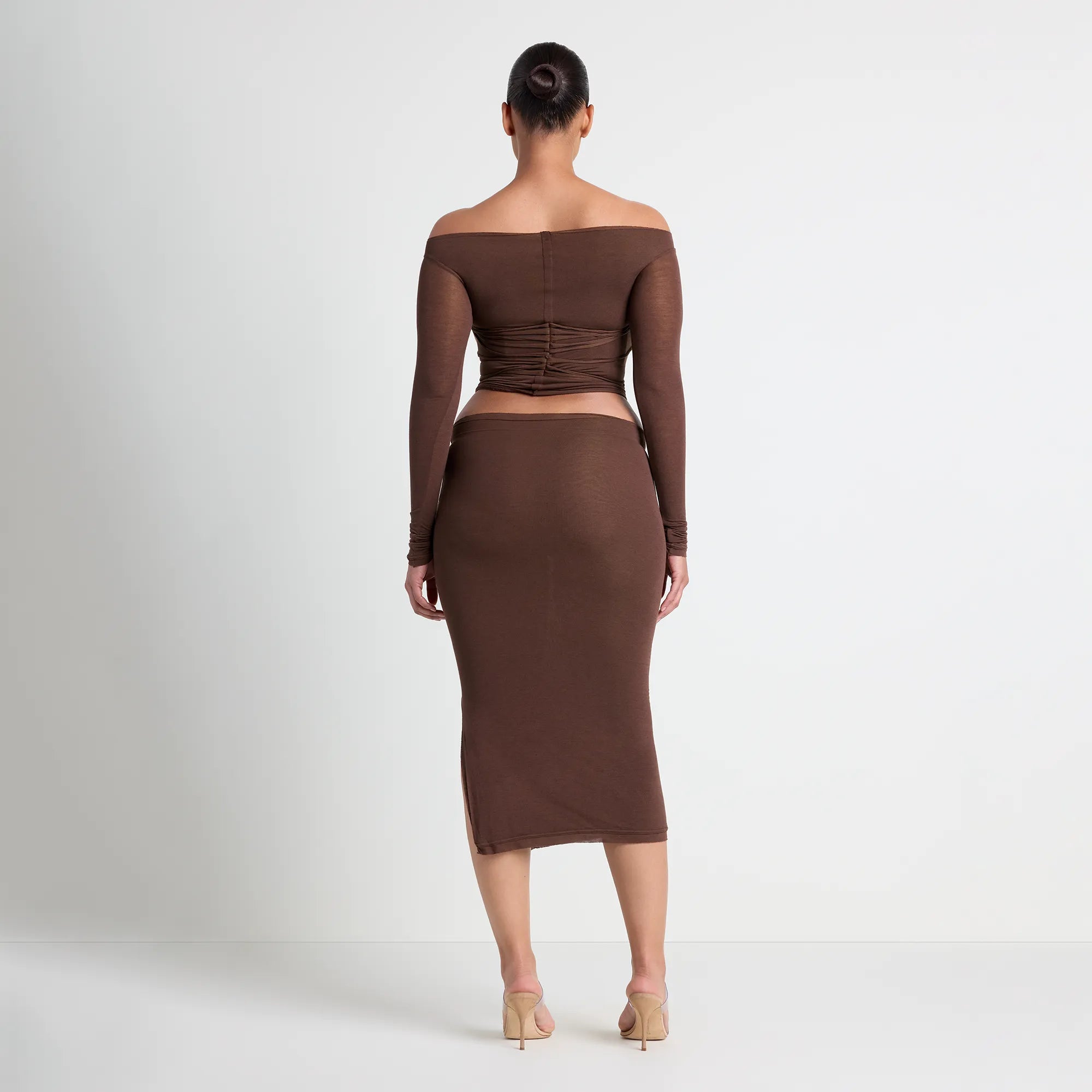 VETTESE X SKIMS SHEER MODAL MIDI SKIRT  | COCOA