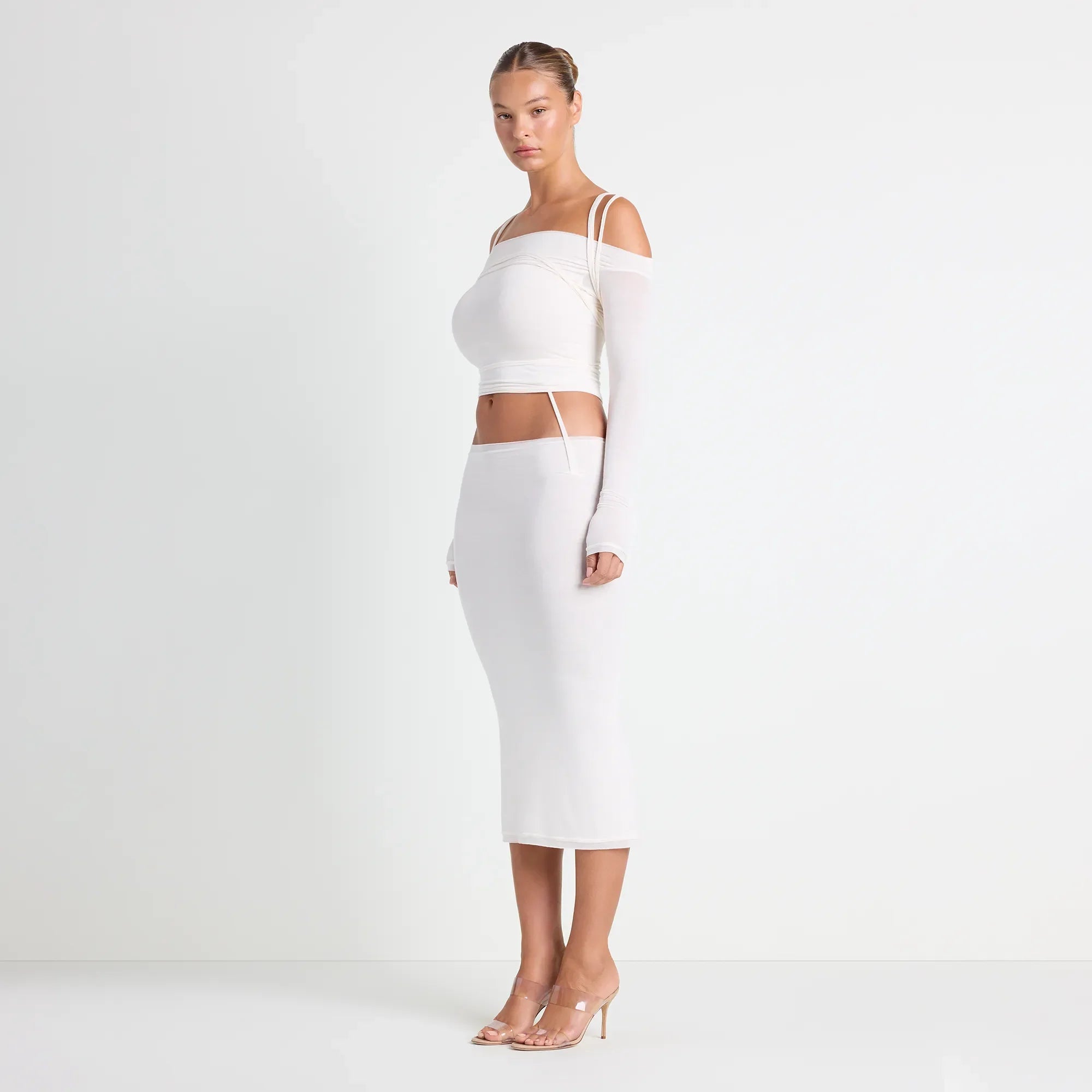 VETTESE X SKIMS SHEER MODAL MIDI SKIRT | ECRU
