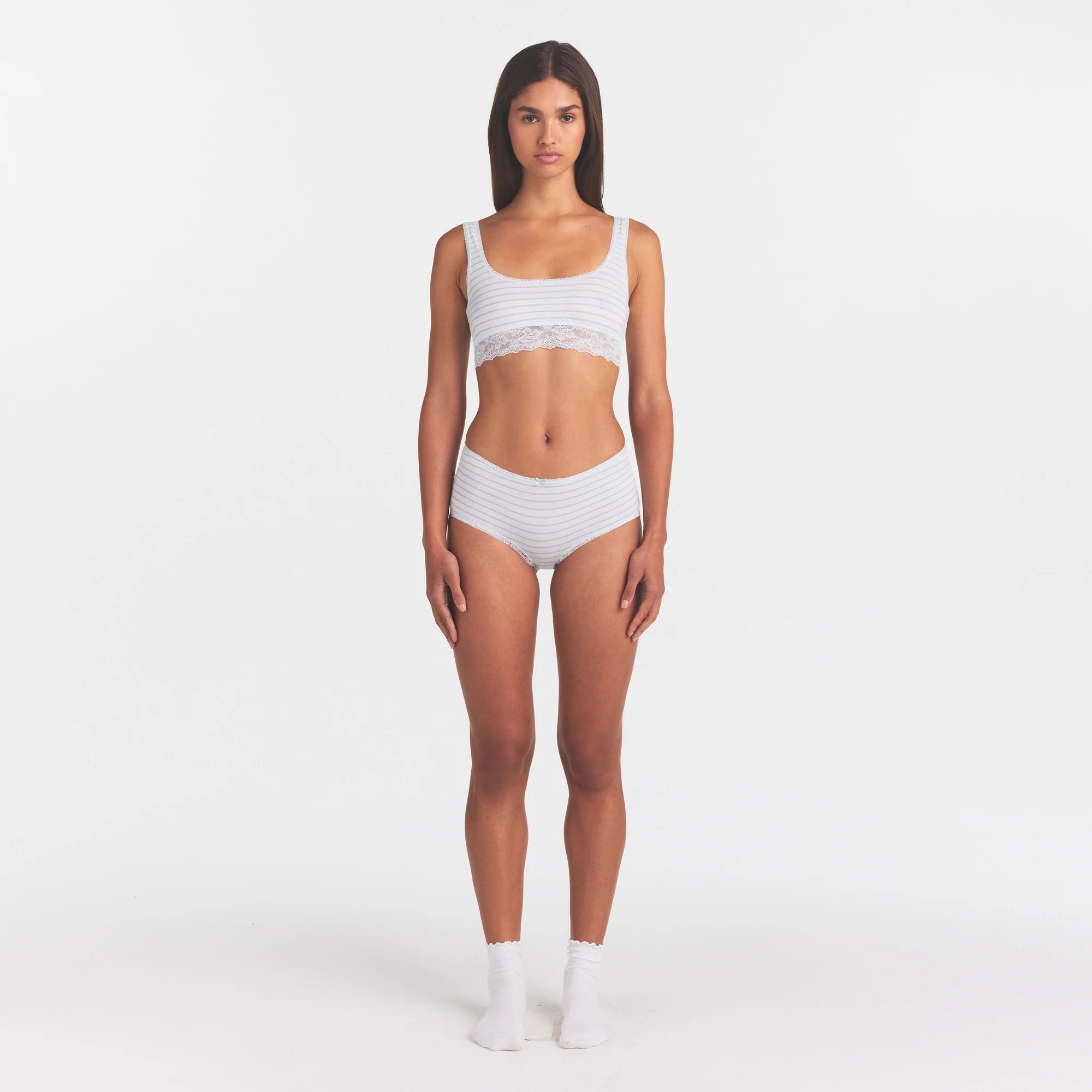 LIGHTWEIGHT COTTON LACE BOY SHORT | AIRSPACE LAGUNA STRIPE