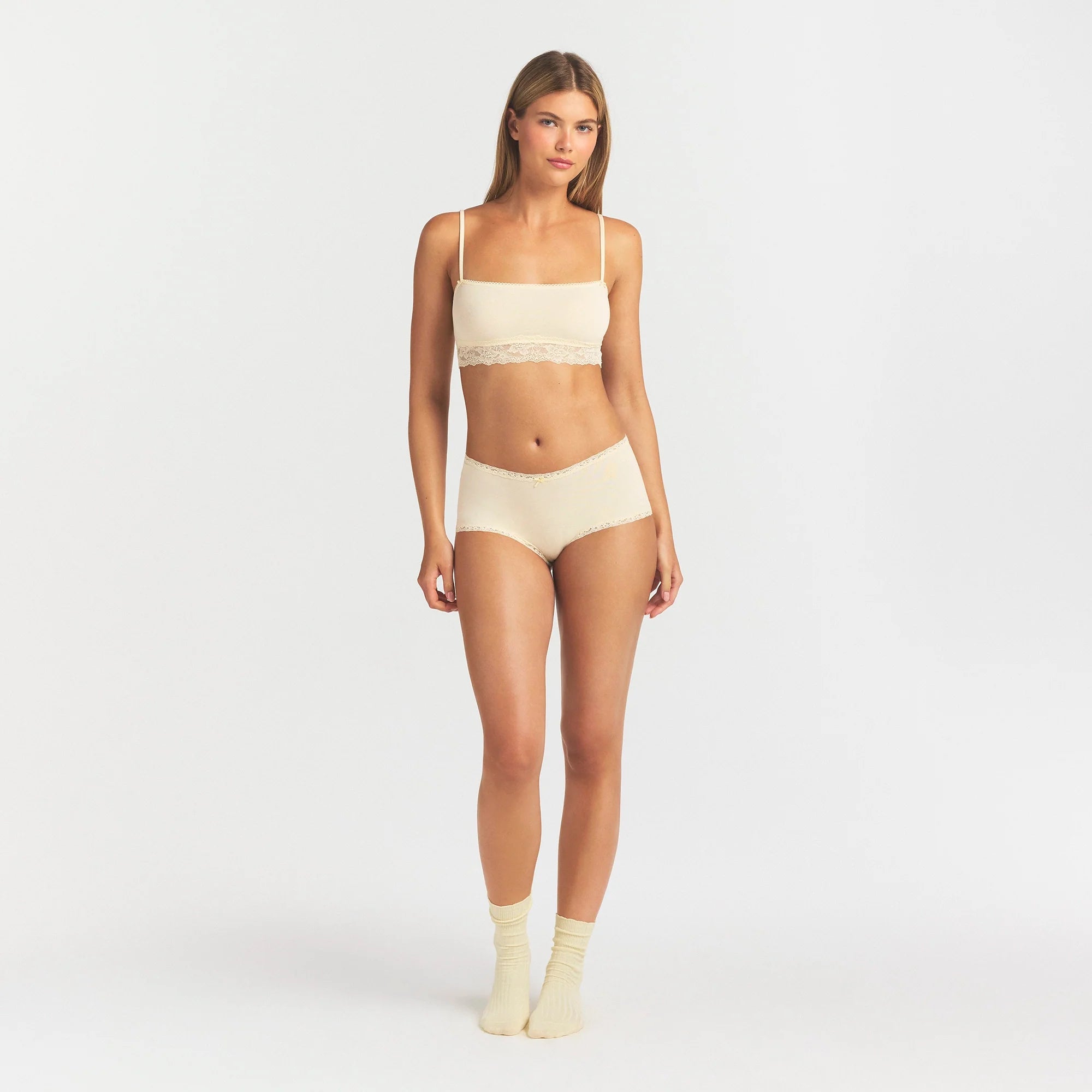 LIGHTWEIGHT COTTON LACE BOY SHORT | BUTTER TONAL