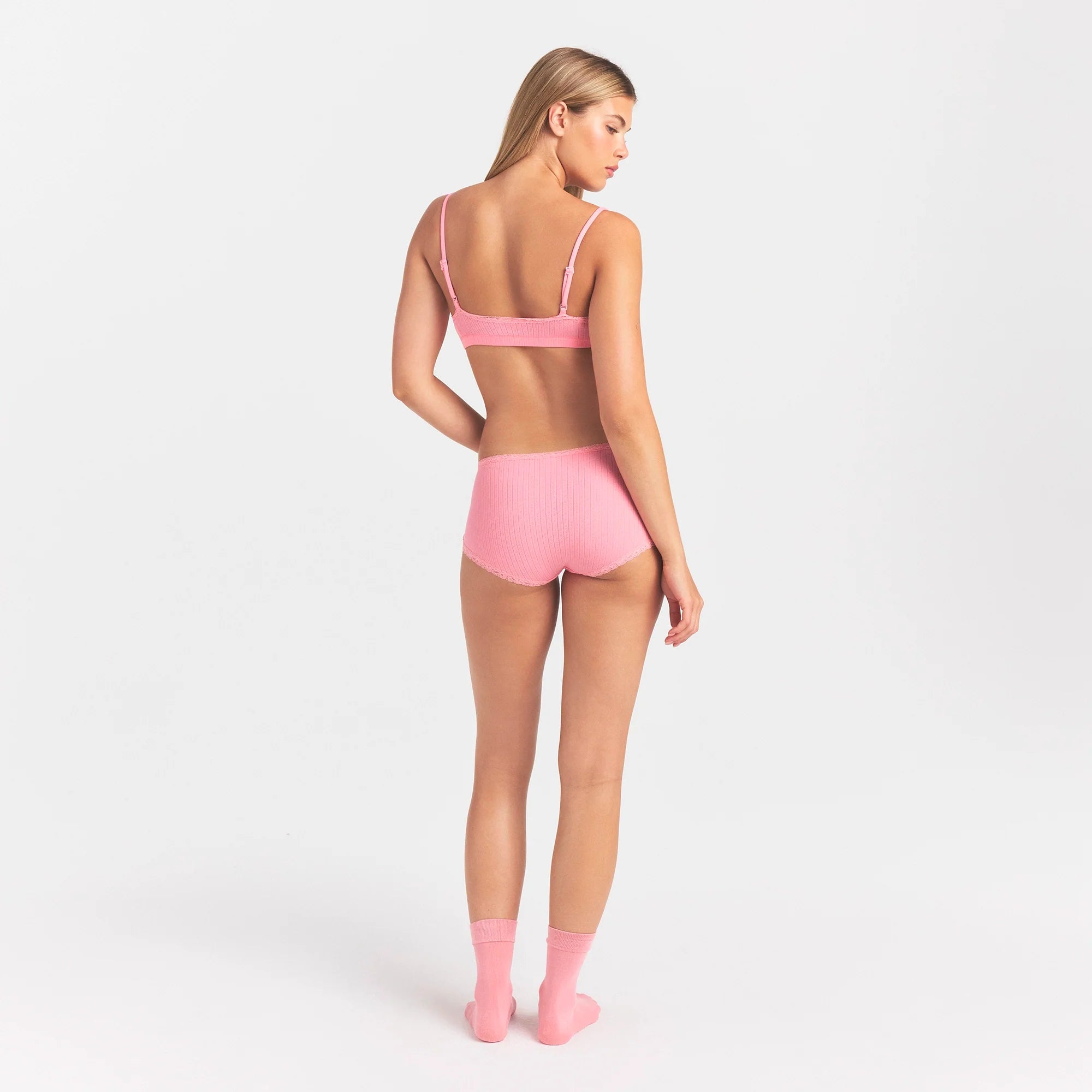 LIGHTWEIGHT COTTON POINTELLE LACE BOY SHORT | MELON TONAL