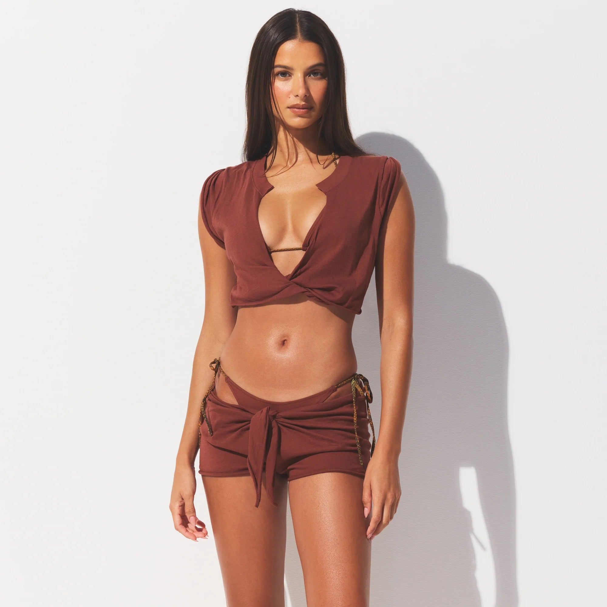 SWIM COVER-UPS COTTON SHORT | HENNA