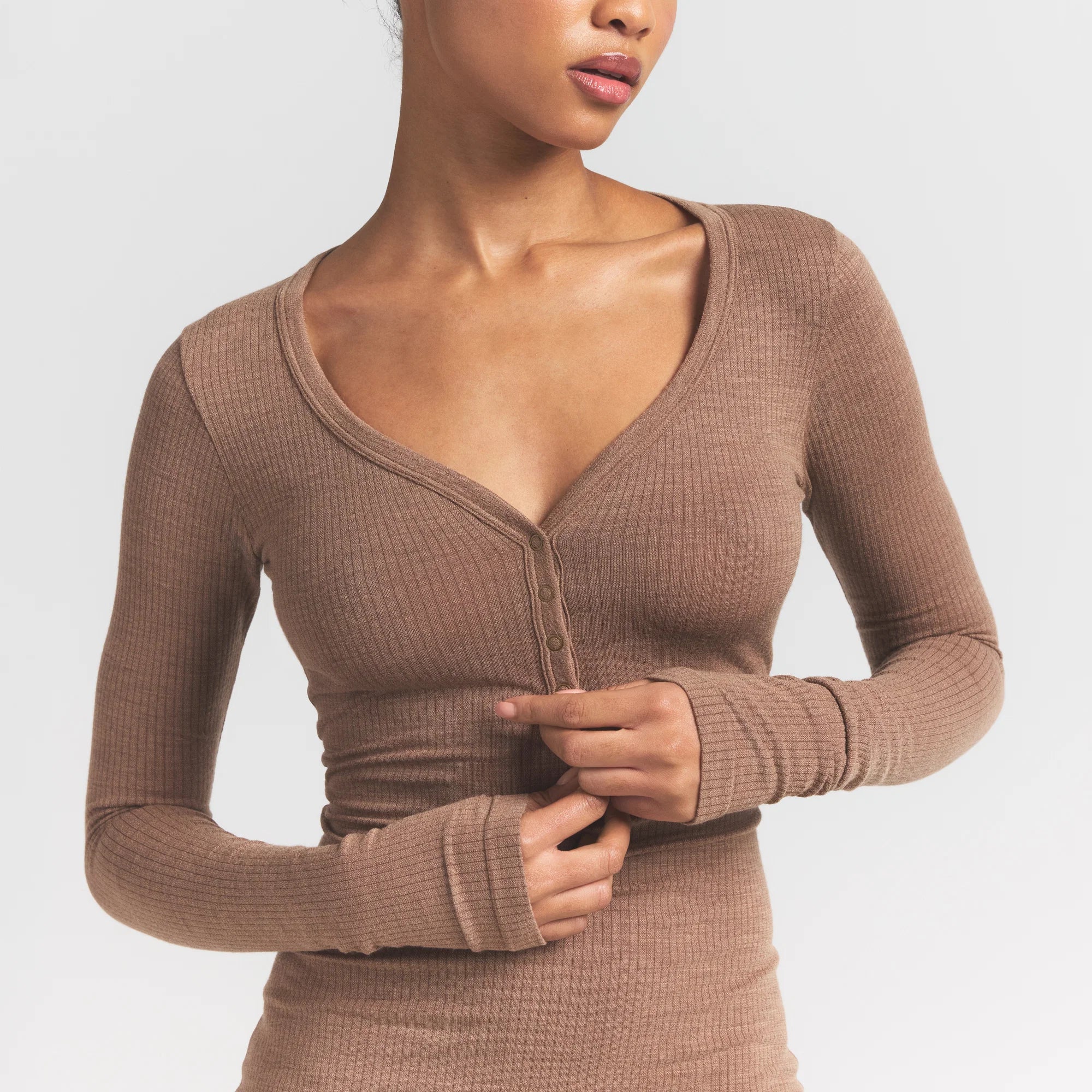 WOOL RIB HENLEY DRESS | SIENNA