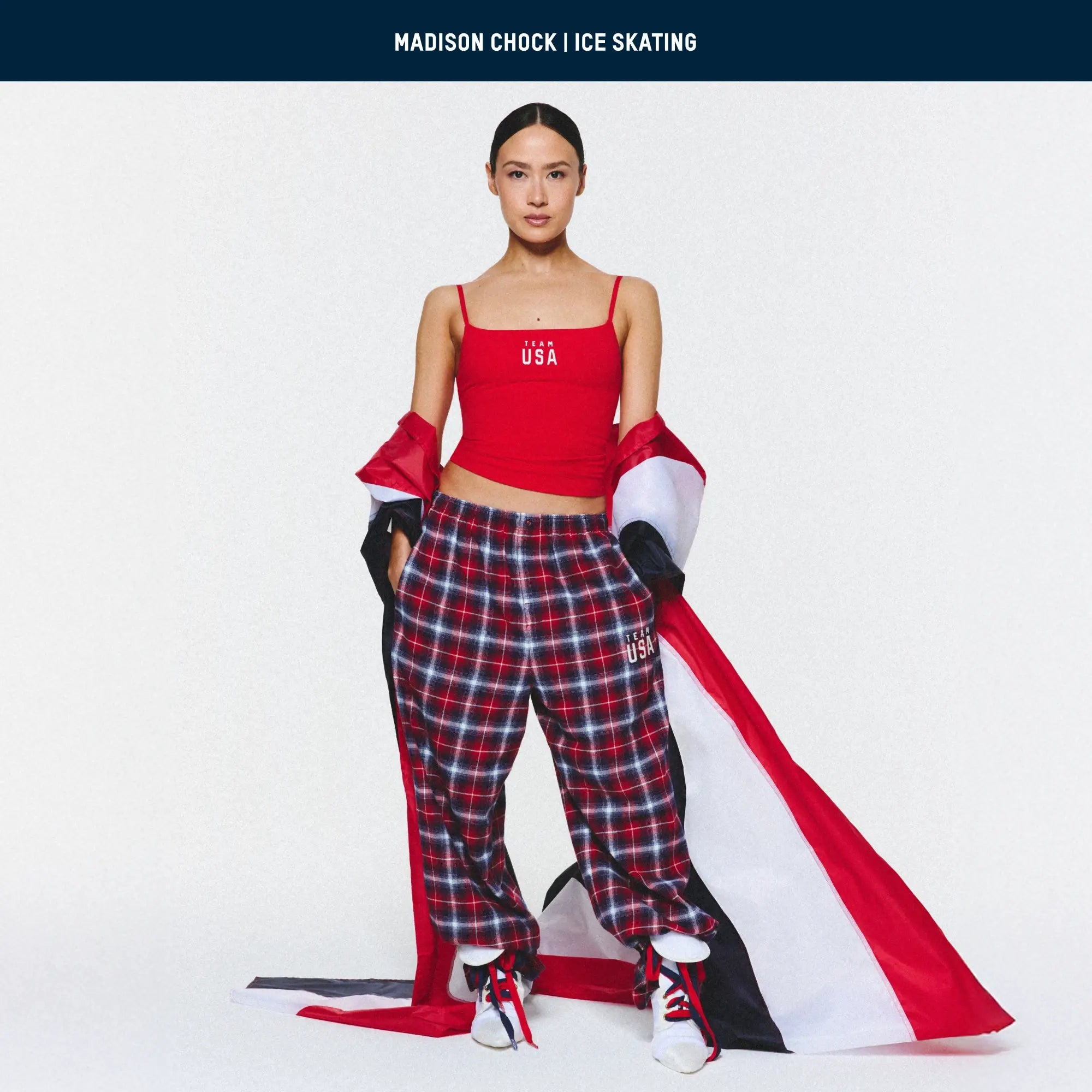 SKIMS FOR TEAM USA FLANNEL SLEEP OLYMPIC PANT | RED PLAID