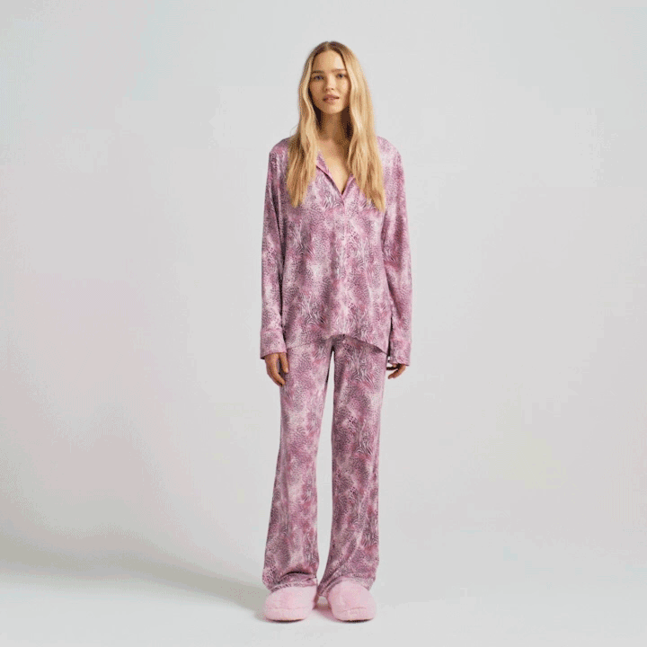 SKIMS SLEEP LONG SLEEVE BUTTON UP SET | BLOOM MINI MULTI ANIMAL
