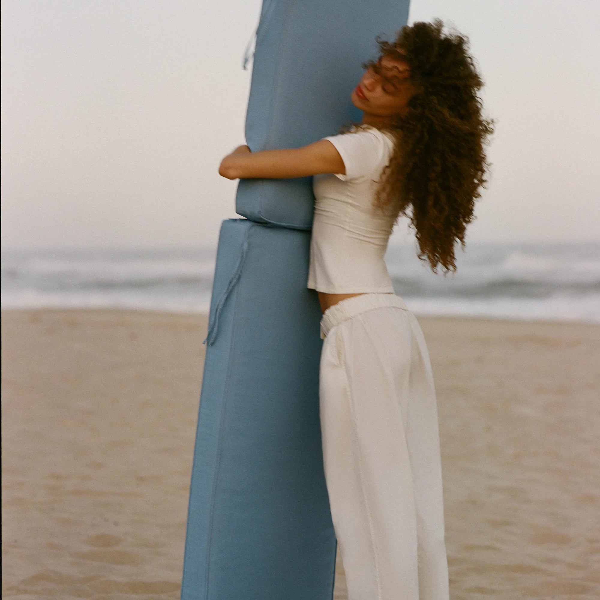 WOVEN COTTON OVERSIZED STRAIGHT LEG PANT | EGRET
