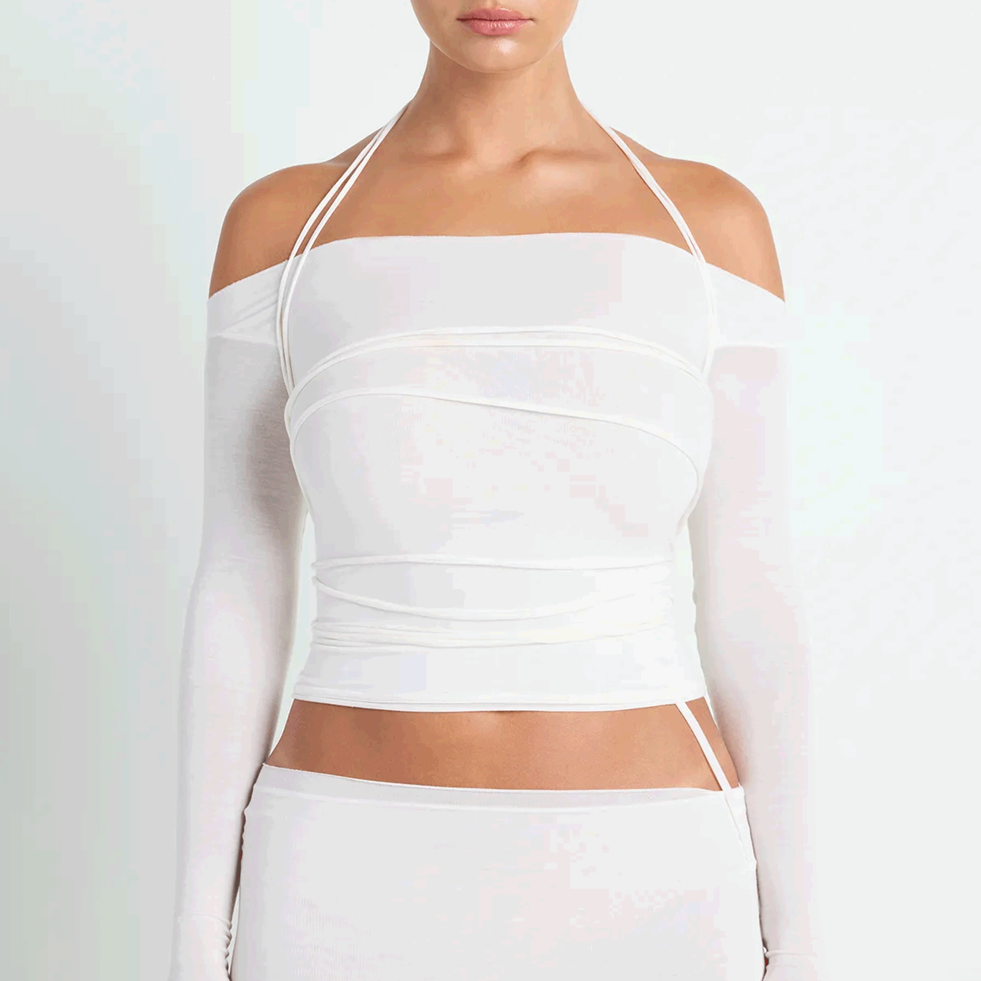 VETTESE X SKIMS SHEER MODAL OFF THE SHOULDER TOP | ECRU