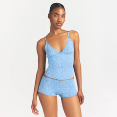 LIGHTWEIGHT COTTON LACE CAMI AND BOY SHORT SET | SURF DAINTY FLORAL PRINT
