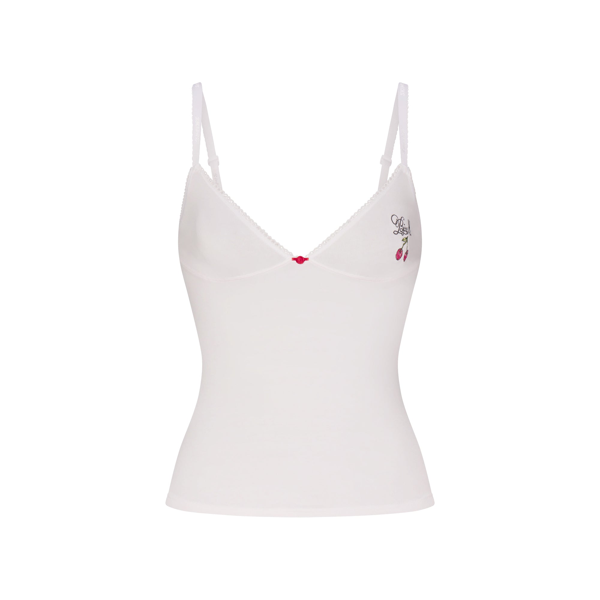 LIGHTWEIGHT COTTON LOGO PICOT CAMI AND BOY SHORT SET | SNOW CONTRAST