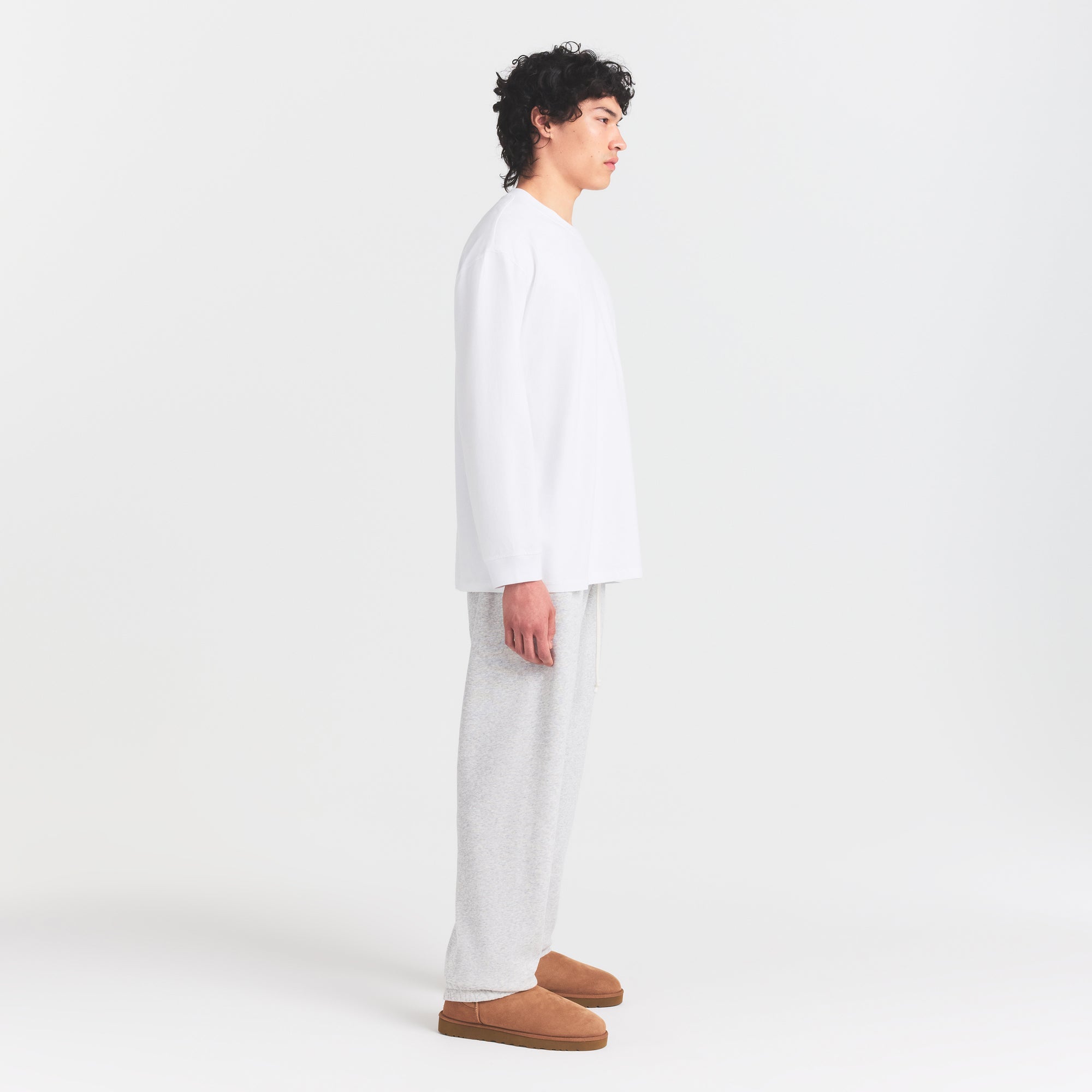 HEAVYWEIGHT COTTON MENS RELAXED LONG SLEEVE T-SHIRT | CHALK