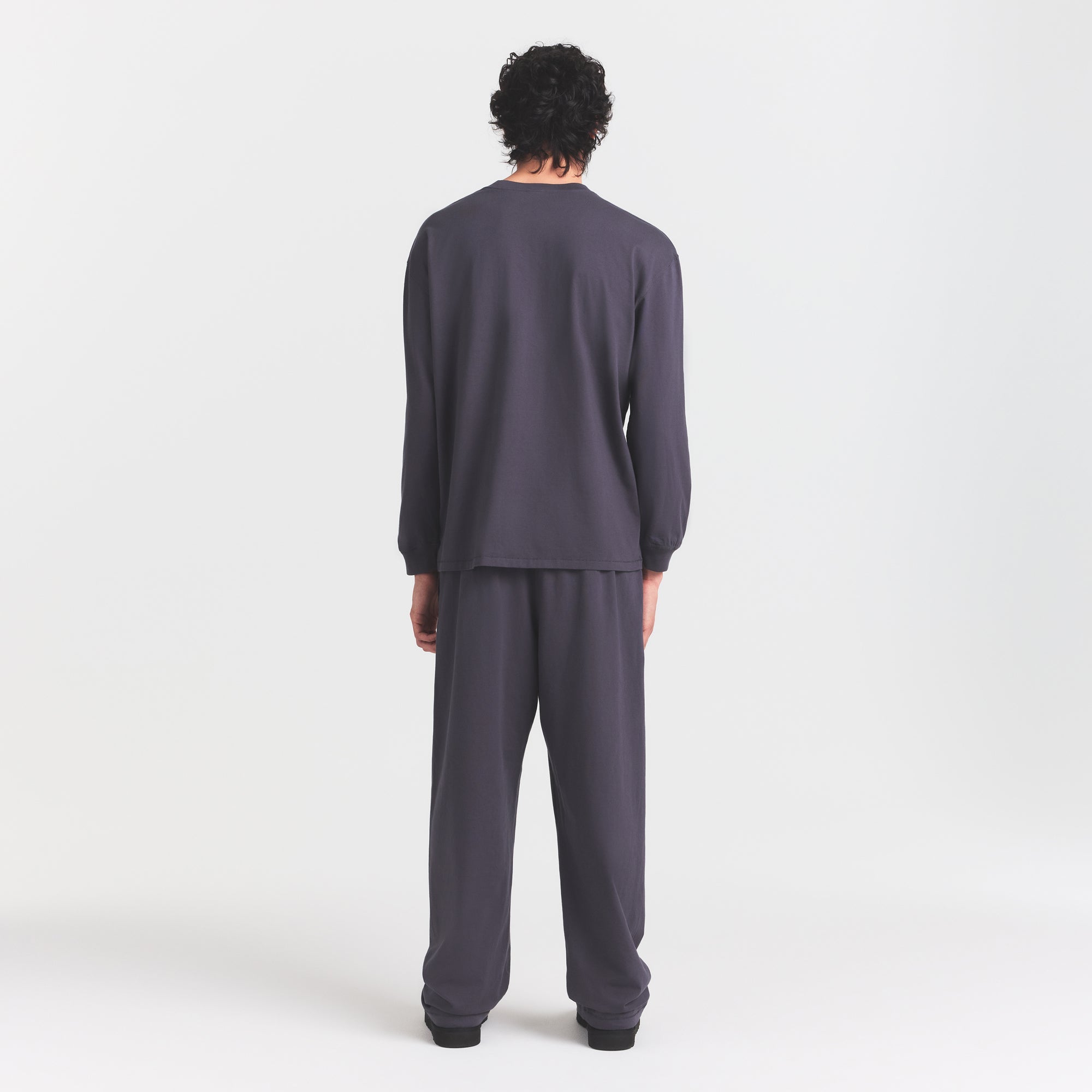 HEAVYWEIGHT COTTON MENS RELAXED LONG SLEEVE T-SHIRT | RAVEN