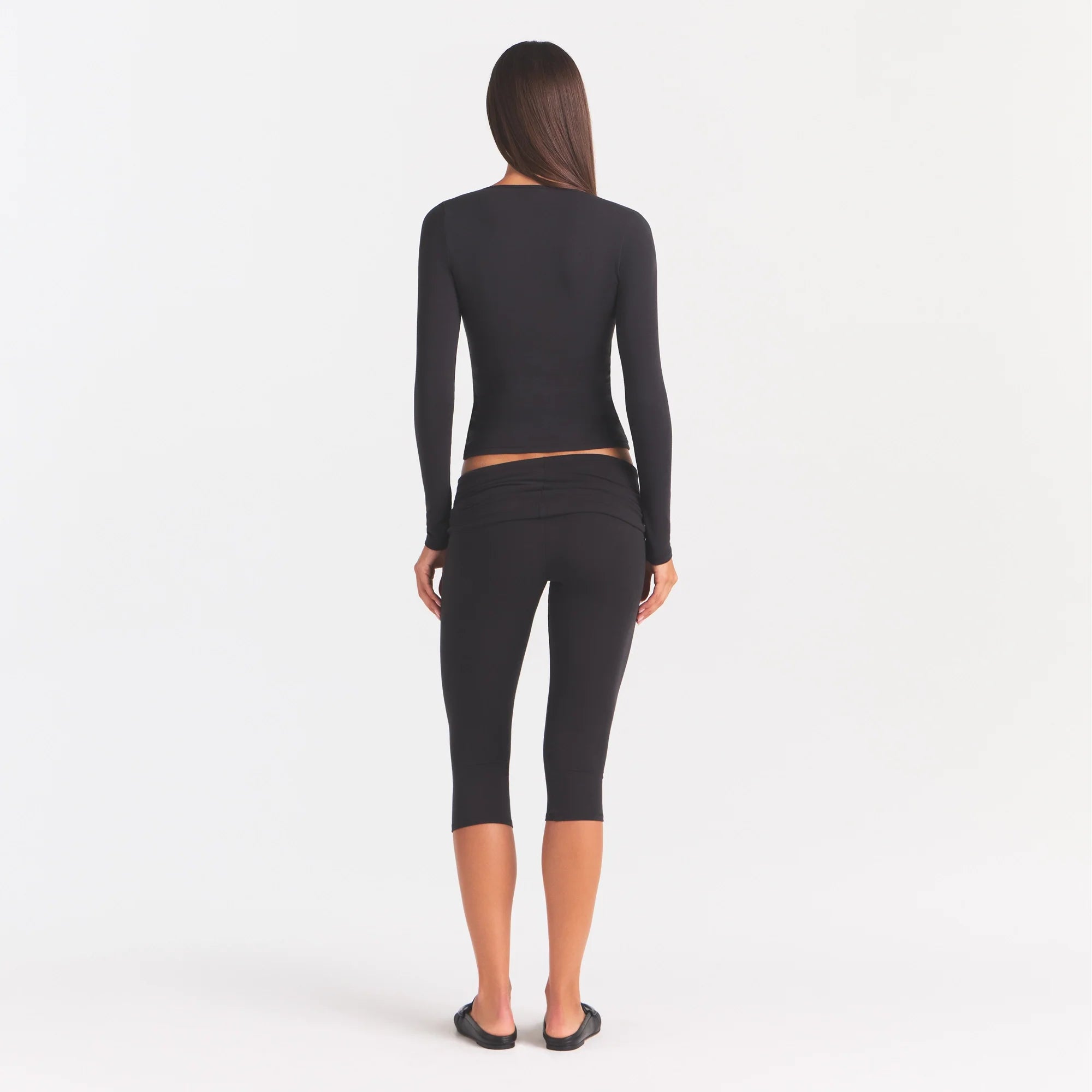 COTTON JERSEY SCOOP NECK LONG SLEEVE TOP | SOOT