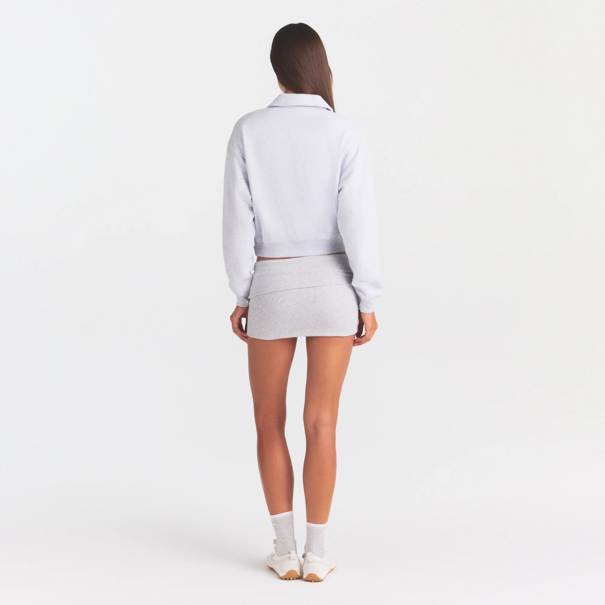 COTTON FLEECE POLO SWEATSHIRT | LIGHT HEATHER GREY