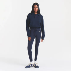 COTTON FLEECE POLO SWEATSHIRT | NAVY