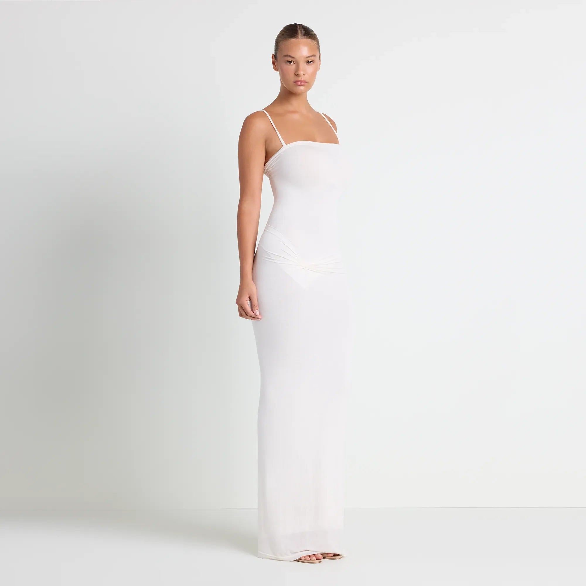 VETTESE X SKIMS SHEER MODAL LONG DRESS | ECRU