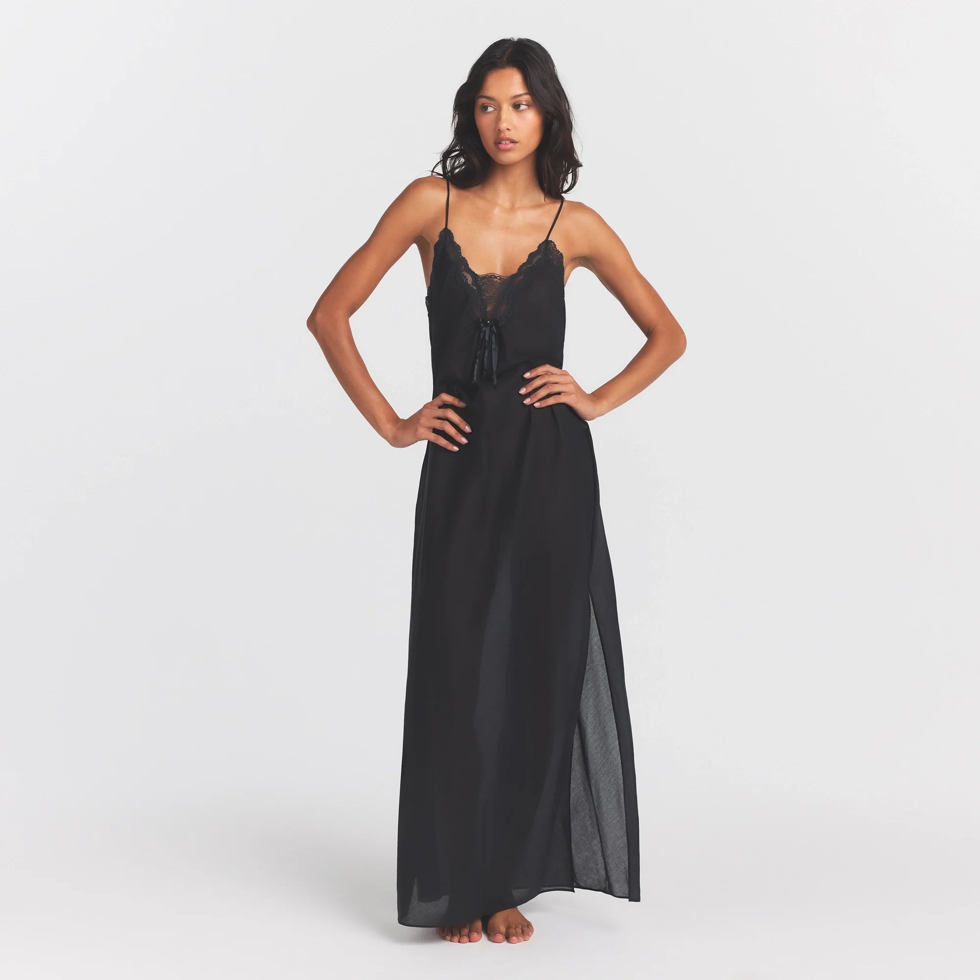VOILE SLEEP LONG DRESS | ONYX
