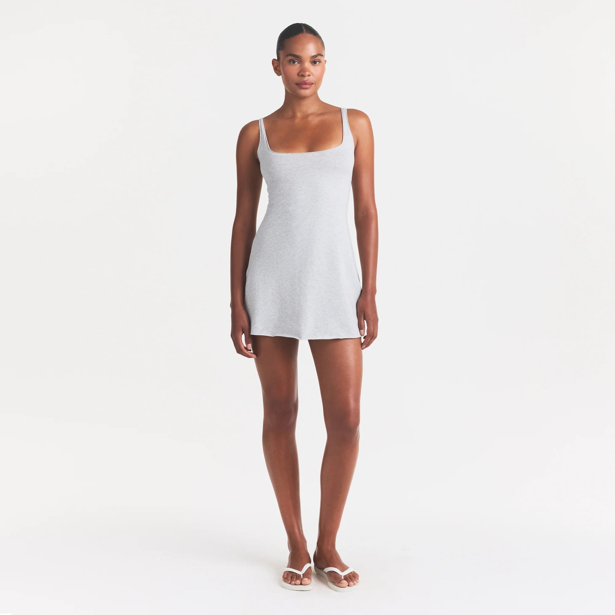 COTTON JERSEY MINI DRESS | LIGHT HEATHER GREY