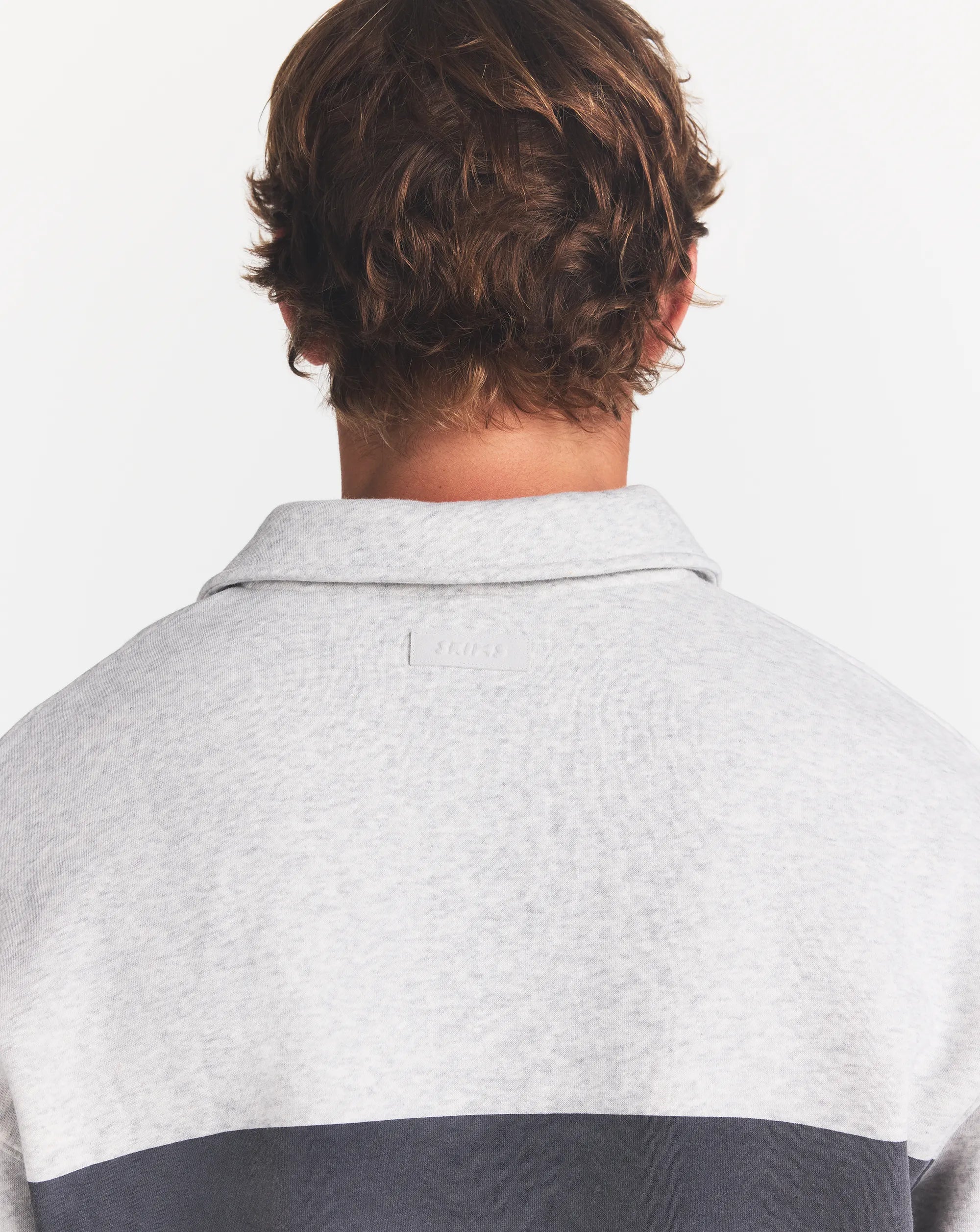 FLEECE LOUNGE MENS RUGBY POLO | LIGHT HEATHER GREY