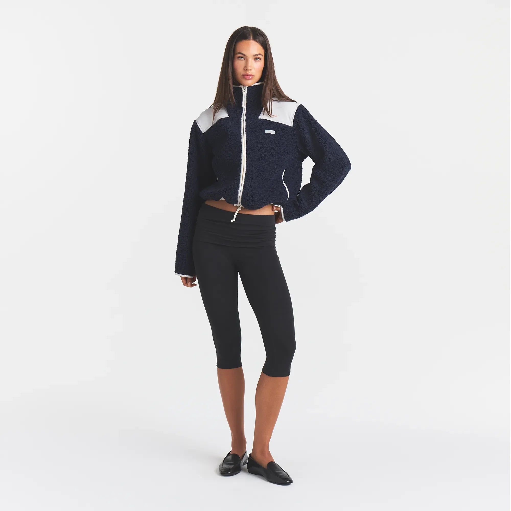 TEDDY BOXY ZIP UP JACKET | NAVY