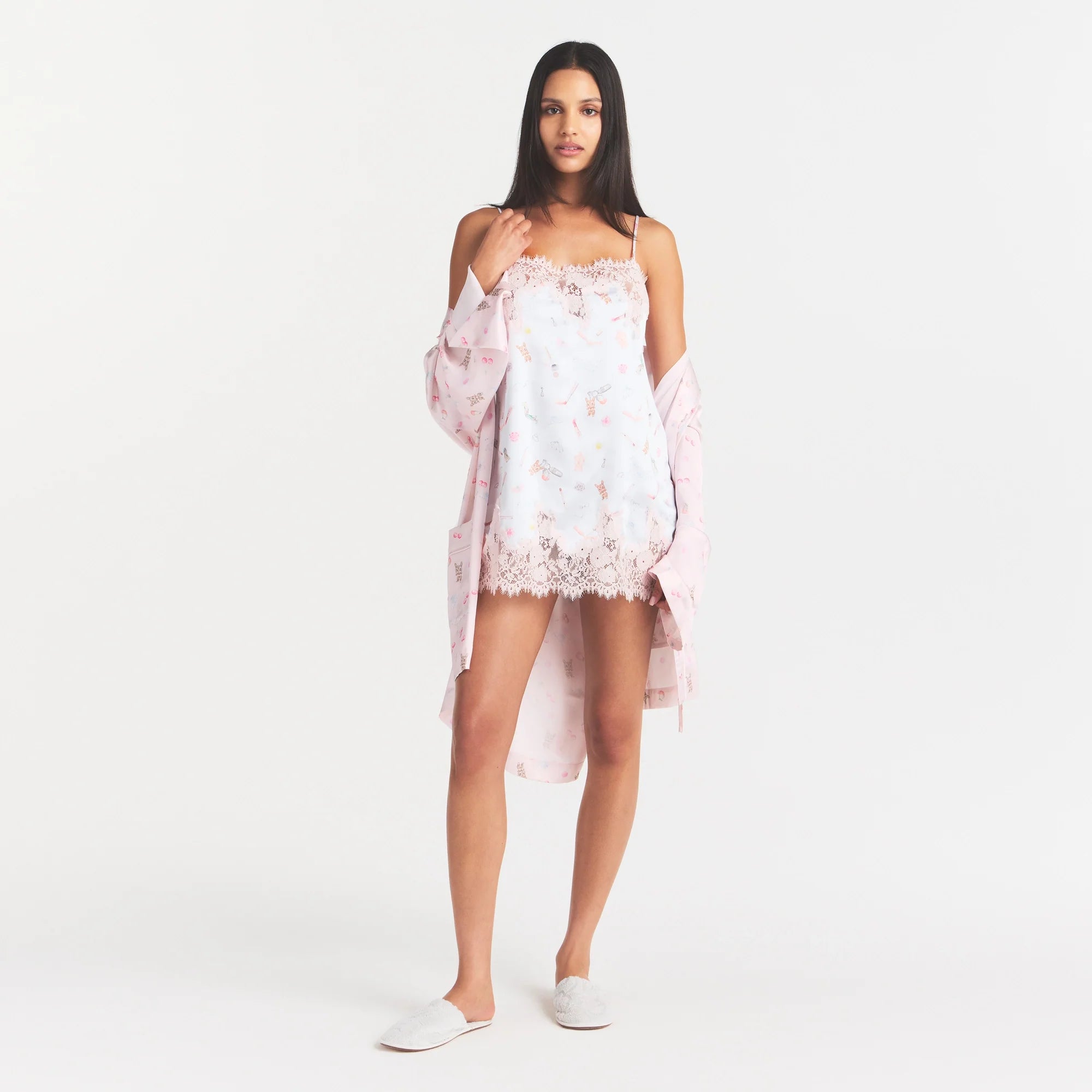 WOVEN SHINE ROBE | BARELY PINK SNACK BAG