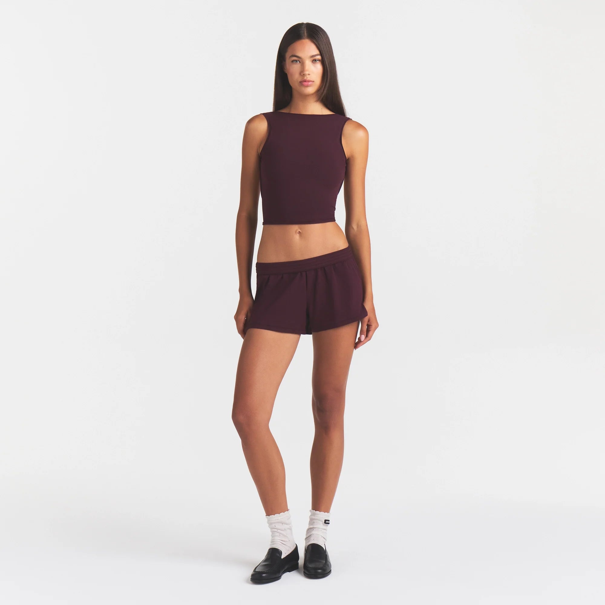 COTTON JERSEY TIE BACK TANK | CURRANT