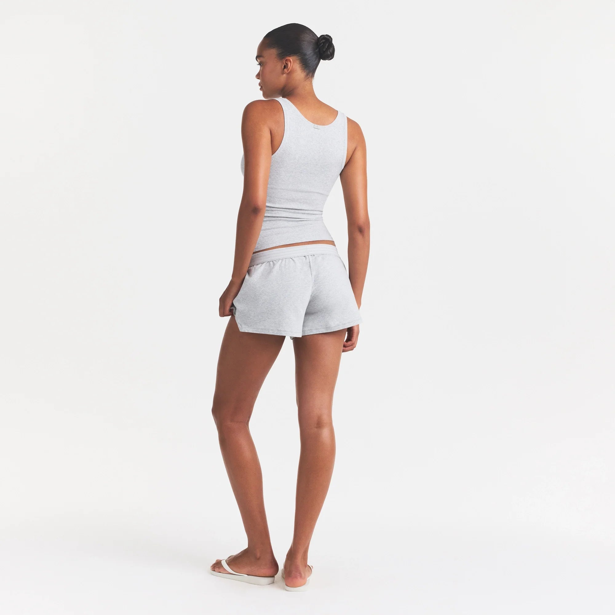 COTTON JERSEY LOOSE SHORT | LIGHT HEATHER GREY