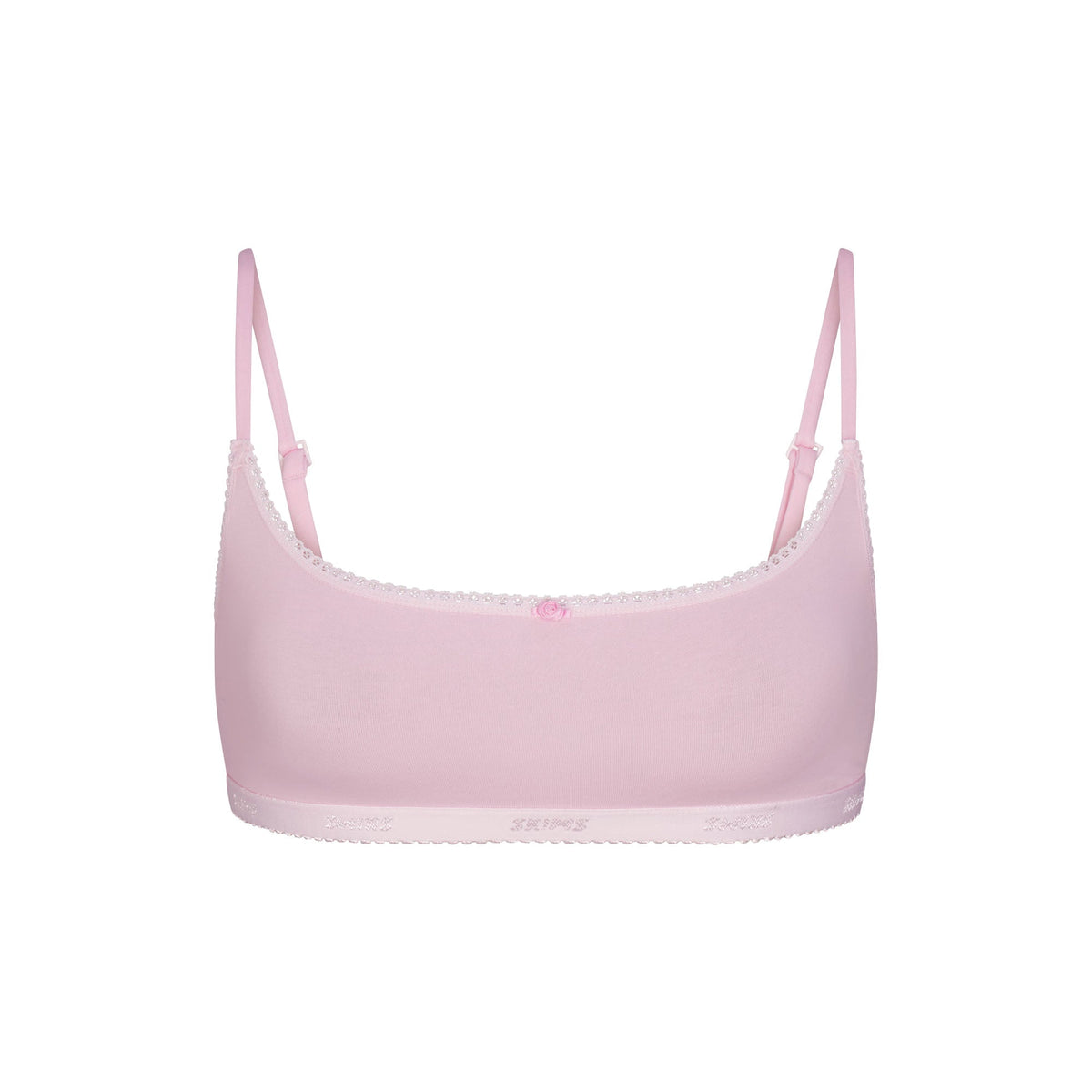 LIGHTWEIGHT COTTON LOGO PICOT SCOOP BRALETTE | PEONY