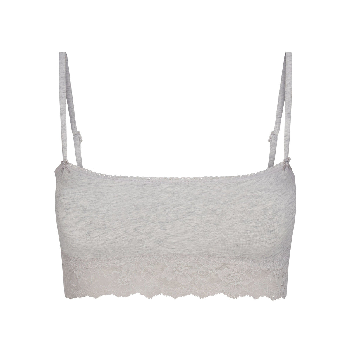 LIGHTWEIGHT COTTON STRAIGHT NECK BRALETTE | LIGHT HEATHER GREY