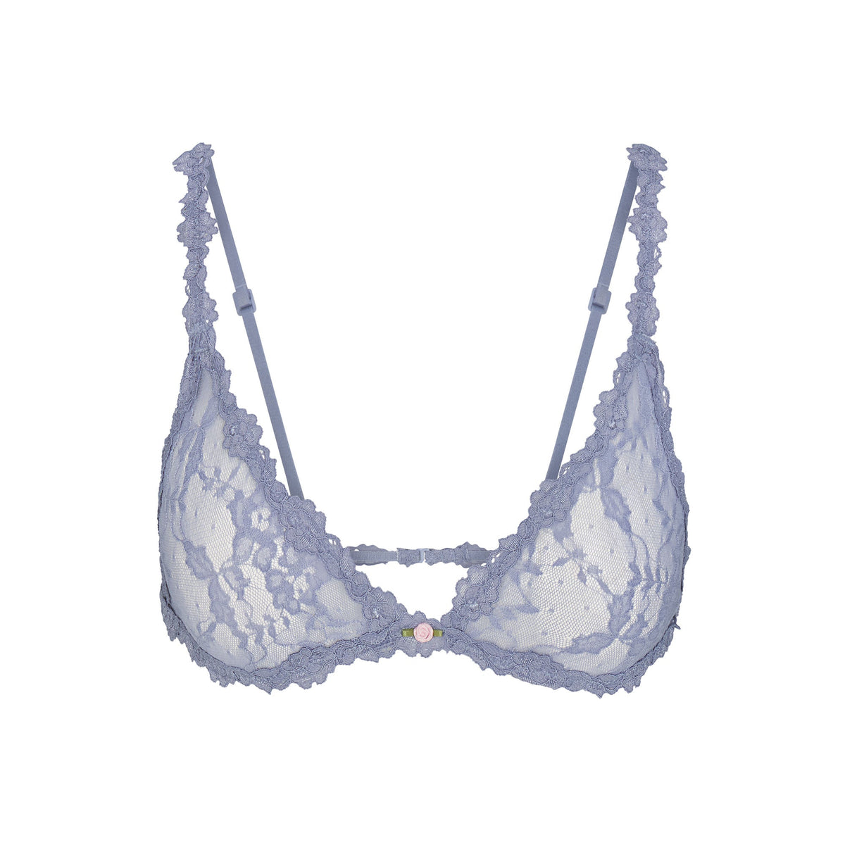 STRETCH LACE TRIANGLE BRALETTE | SLATE