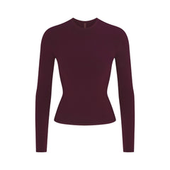 COTTON JERSEY LONG SLEEVE T-SHIRT | CURRANT