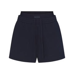 COTTON FLEECE DOUBLE WAISTBAND SHORT | NAVY