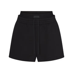 COTTON FLEECE DOUBLE WAISTBAND SHORT | ONYX