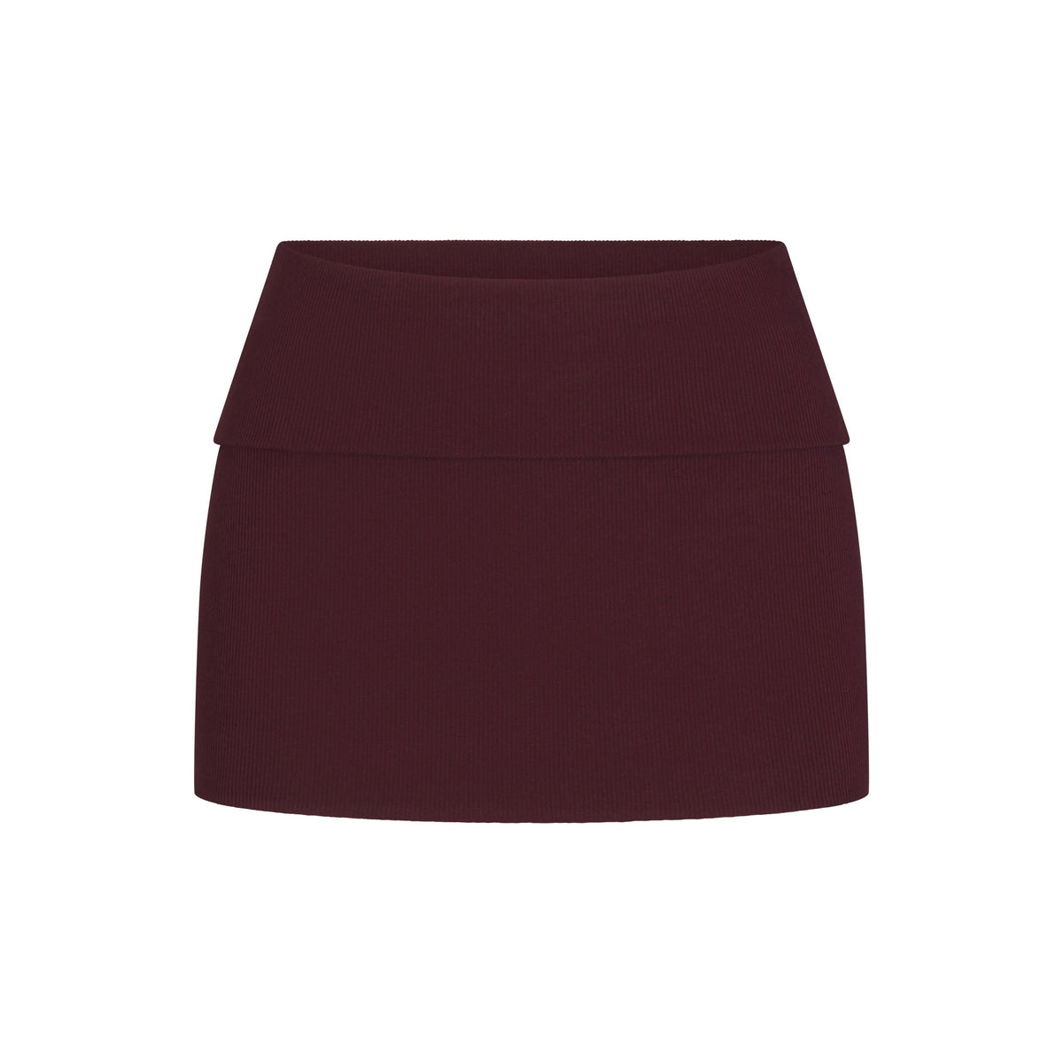 COTTON RIB FOLDOVER MINI SKIRT | CURRANT