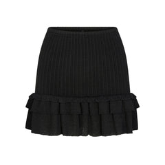 SHEER KNIT RUFFLE MINI SKIRT | ONYX