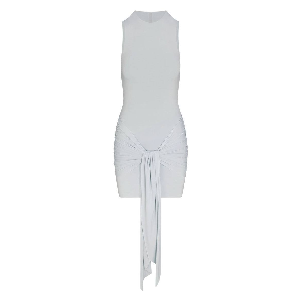 CUPRO JERSEY WRAP MINI DRESS | PEARL