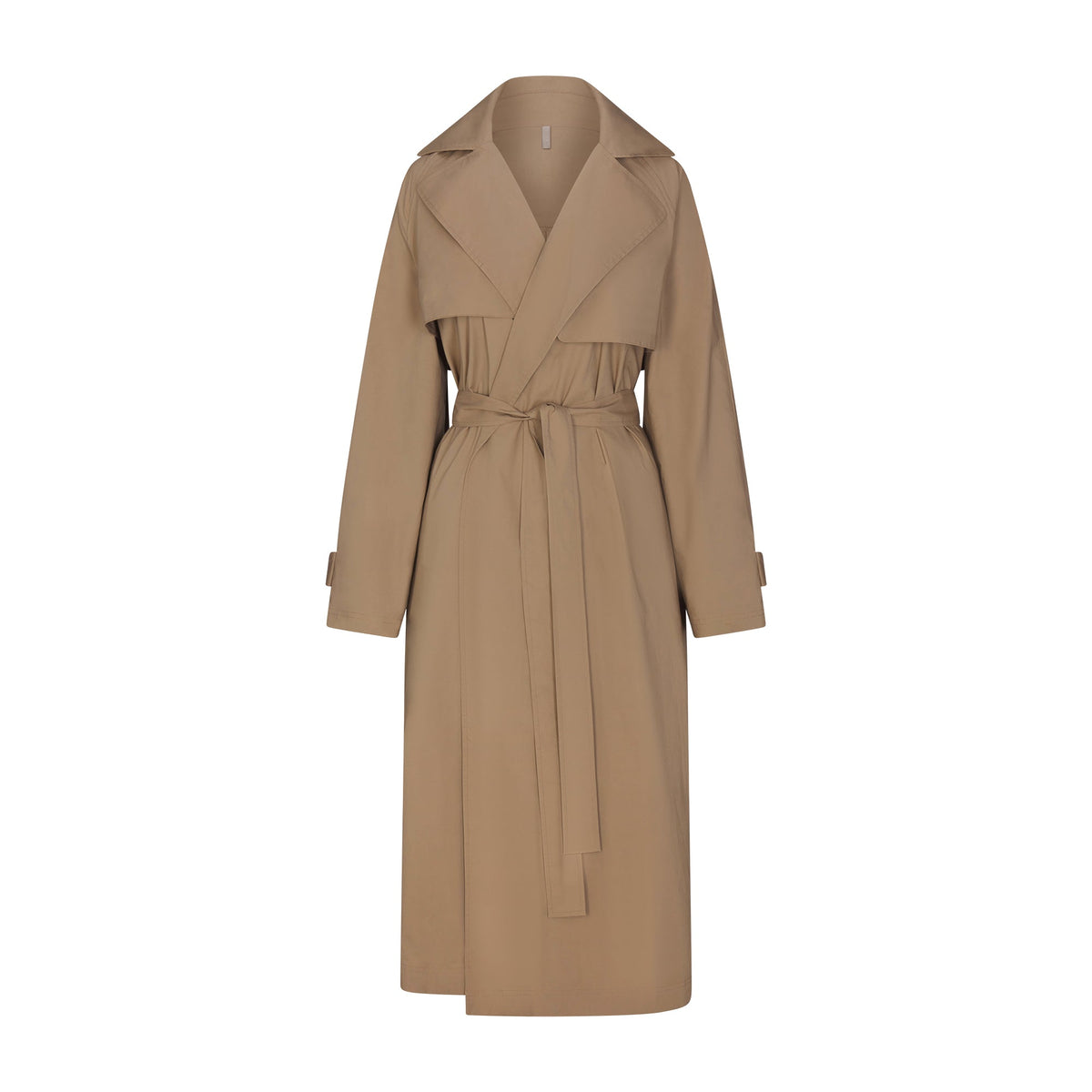 WOVEN COTTON OVERSIZED TRENCH COAT | DESERT