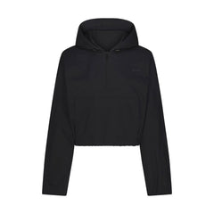 WOVEN COTTON HALF ZIP PULLOVER | ONYX